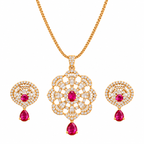 red Ruby Royale – Luxury Pendant & Earrings Set