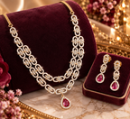 Ruby double step BRILLANCE necklace set
