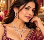 Ruby double step BRILLANCE necklace set
