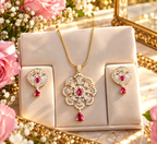 red Ruby Royale – Luxury Pendant & Earrings Set