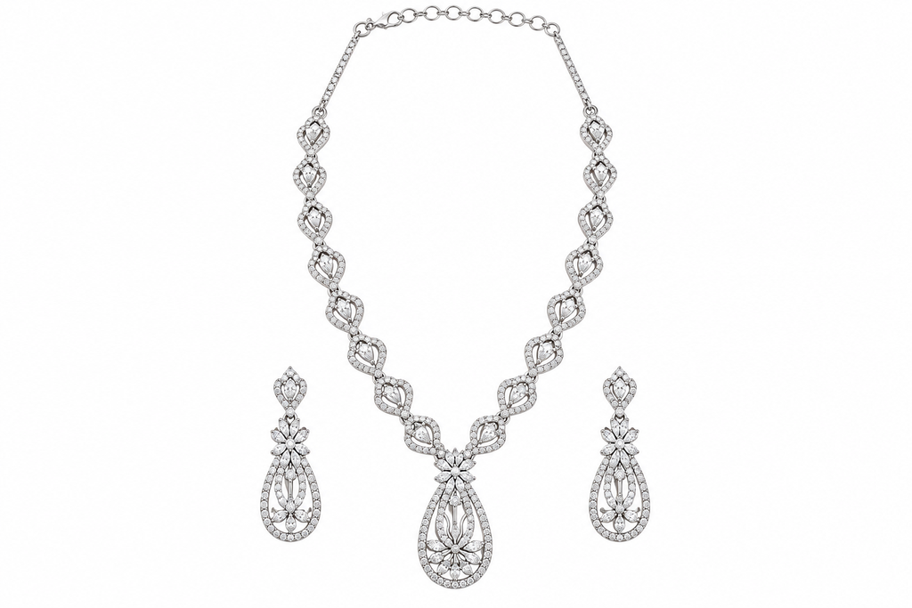 Luxury Silver Sparkle Necklace Set