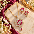 Royal Ruby Blossom Luxury Pendant Set