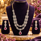 Ruby double step BRILLANCE necklace set