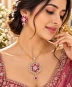 Royal Ruby Blossom Luxury Pendant Set