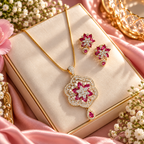 Royal Ruby Blossom Luxury Pendant Set